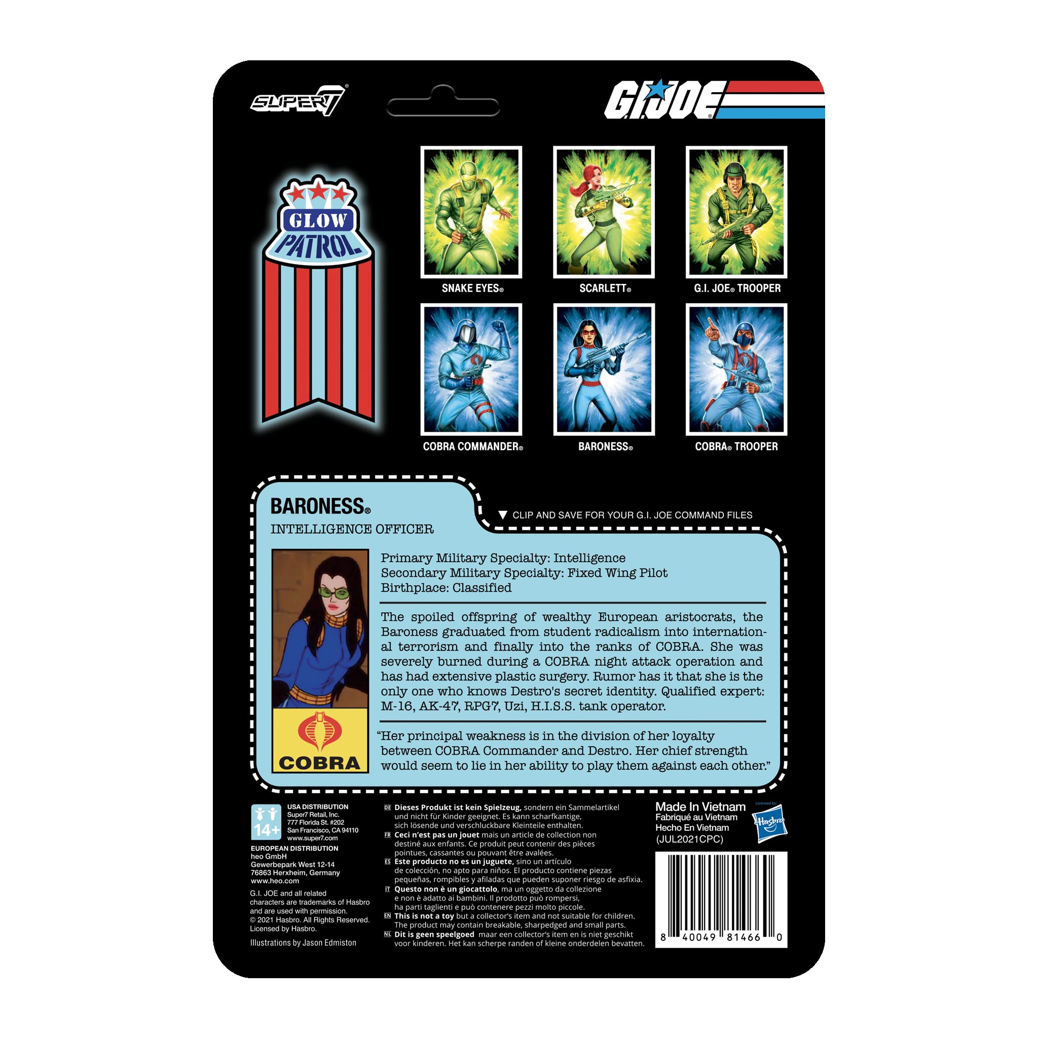 Super7 G.I. Joe Baroness (Glow Patrol) 3.75 in Reaction Figure - Image 5