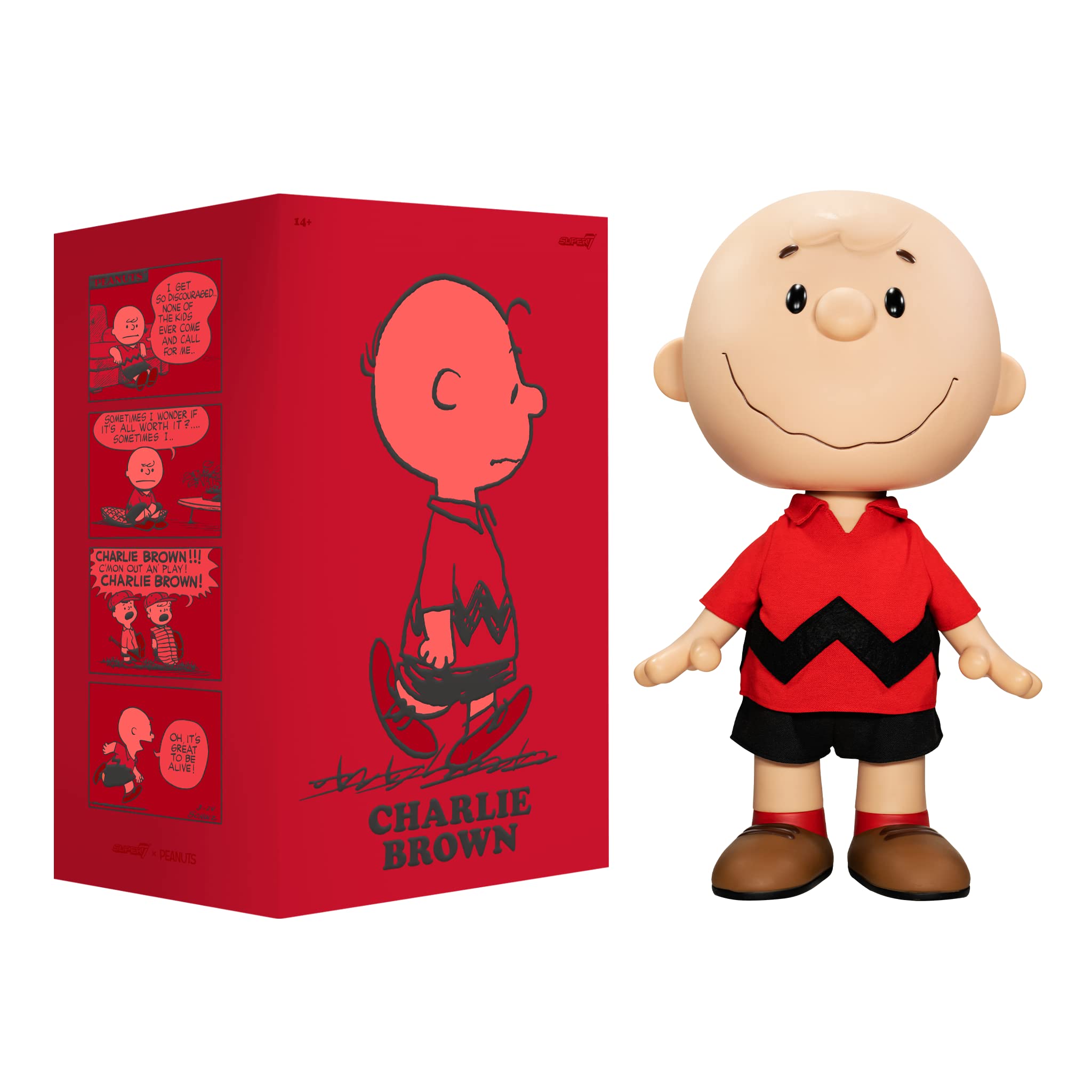 Super7 Supersize Peanuts Charlie Brown (Red Shirt) - 16" Peanuts Action Figure with Fabric Clothing Classic Cartoon Collectibles and Retro Toys - Image 3