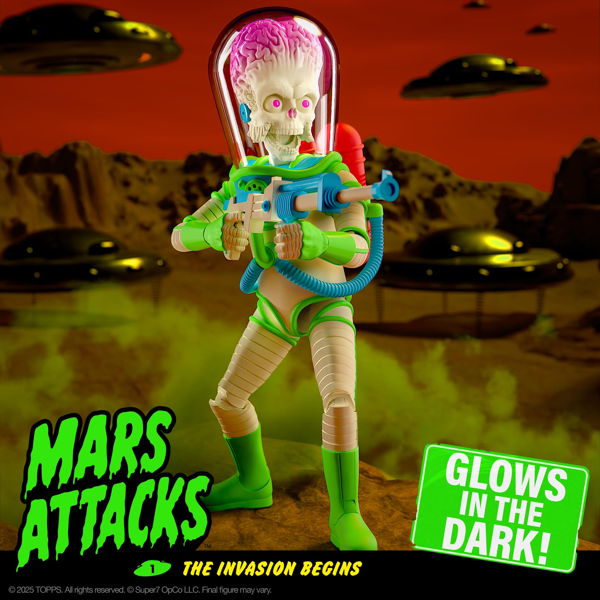Super7 ULTIMATES! Mars Attacks Martian The Invasion Begins (Glow) - 7" Mars Attacks Action Figure with Accessories - Vintage Collectibles and Retro Toys - Image 3