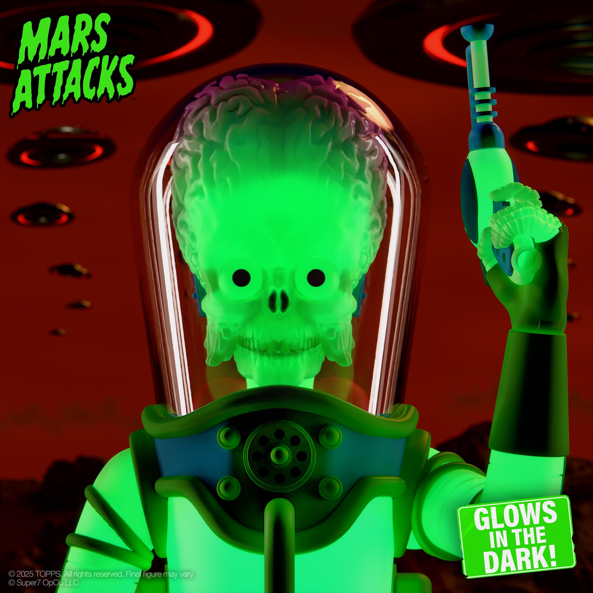 Super7 ULTIMATES! Mars Attacks Martian The Invasion Begins (Glow) - 7" Mars Attacks Action Figure with Accessories - Vintage Collectibles and Retro Toys - Image 4