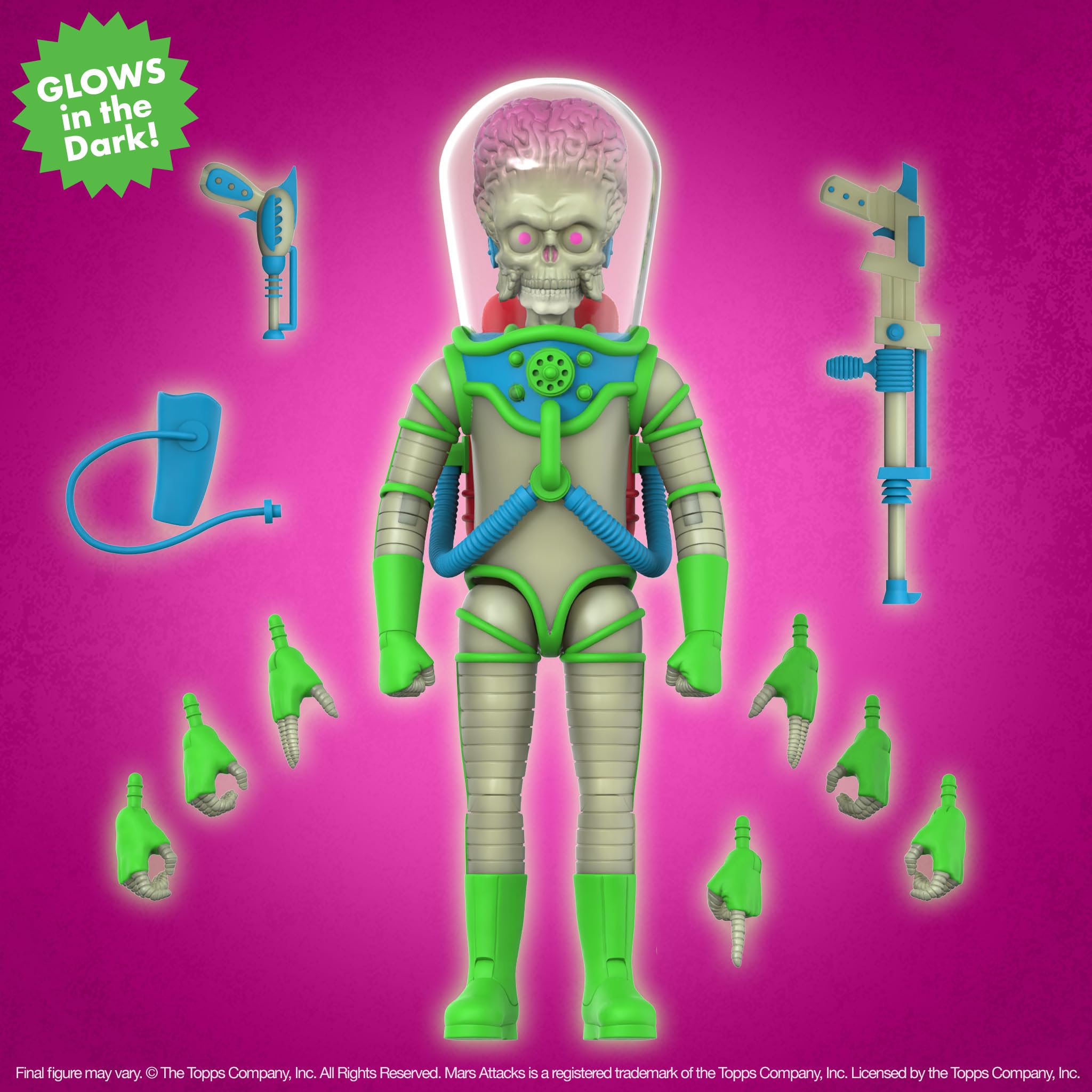 Super7 ULTIMATES! Mars Attacks Martian The Invasion Begins (Glow) - 7" Mars Attacks Action Figure with Accessories - Vintage Collectibles and Retro Toys - Image 7