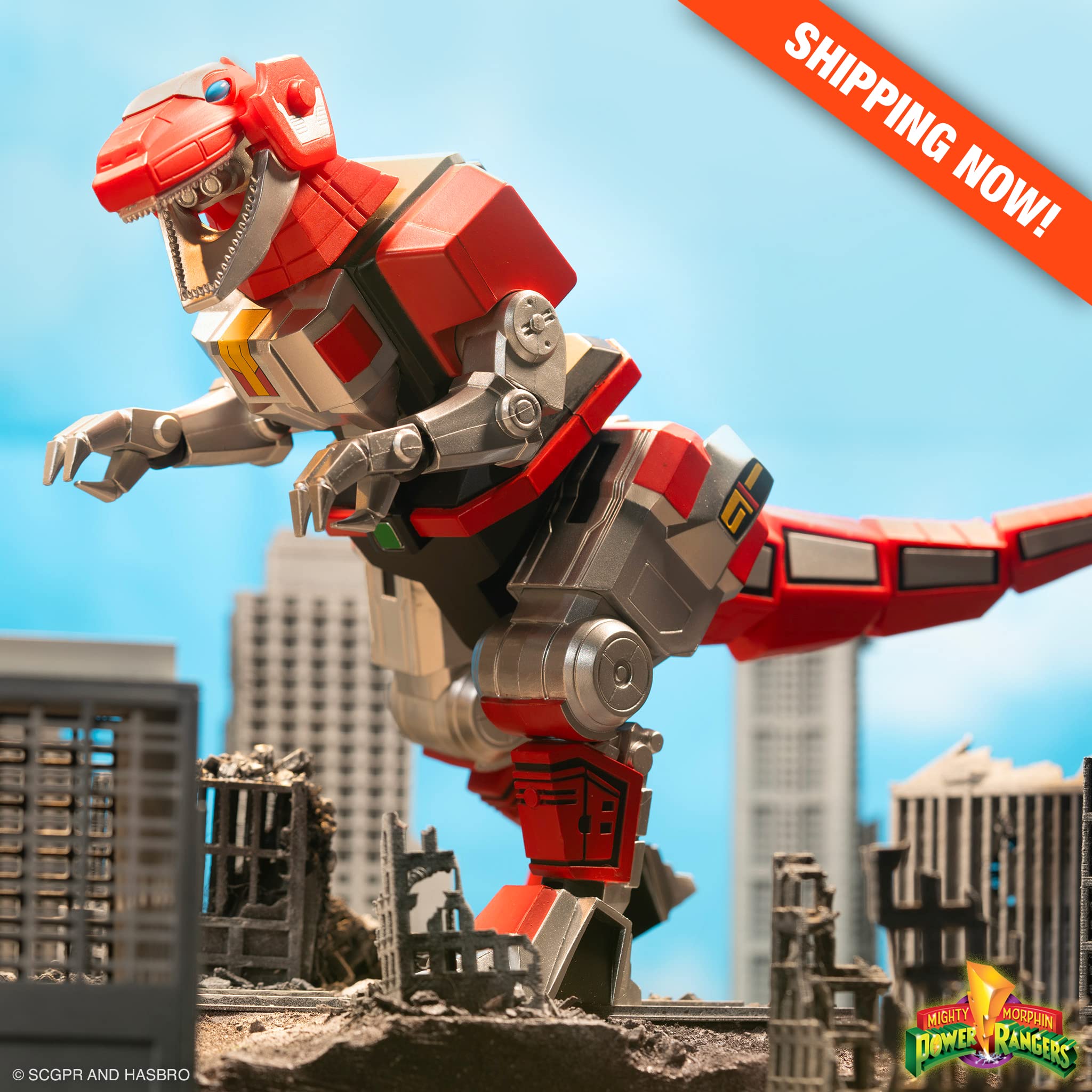 Super7 ULTIMATES! Mighty Morphin Power Rangers Tyrannosaurus Dinozord - 8" Power Rangers Action Figure with Accessories Classic TV Show Collectibles and Retro Toys - Image 6