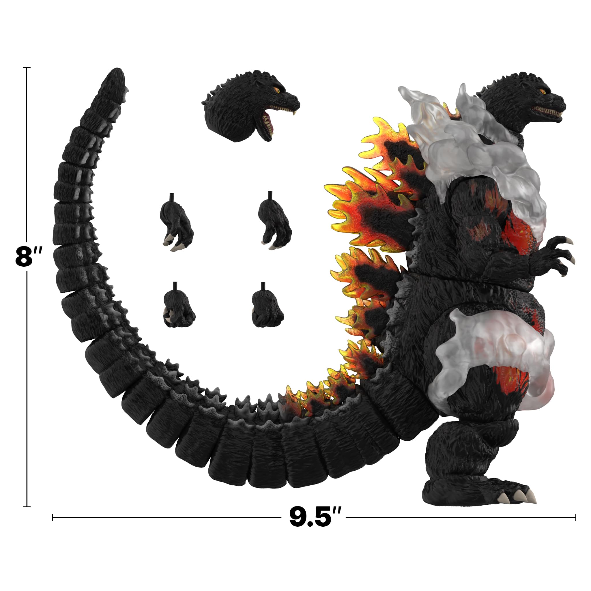 Super7 ULTIMATES! Toho HeiSei Burning Godzilla - 8" Toho Godzilla Action Figure with Accessories - Classic Movie Collectibles and Retro Toys - Image 3