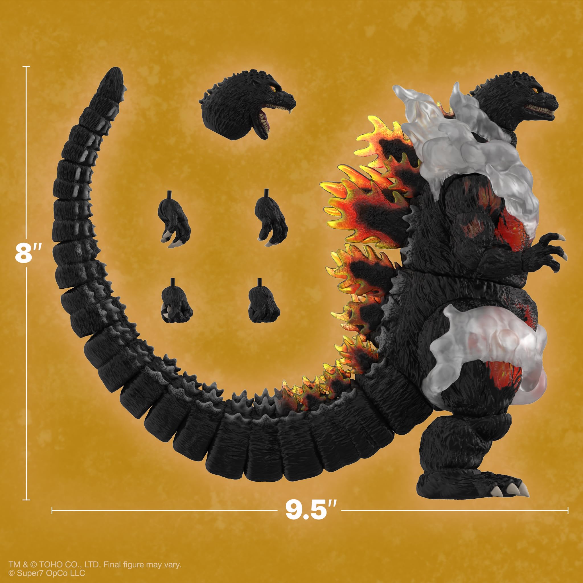 Super7 ULTIMATES! Toho HeiSei Burning Godzilla - 8" Toho Godzilla Action Figure with Accessories - Classic Movie Collectibles and Retro Toys - Image 4